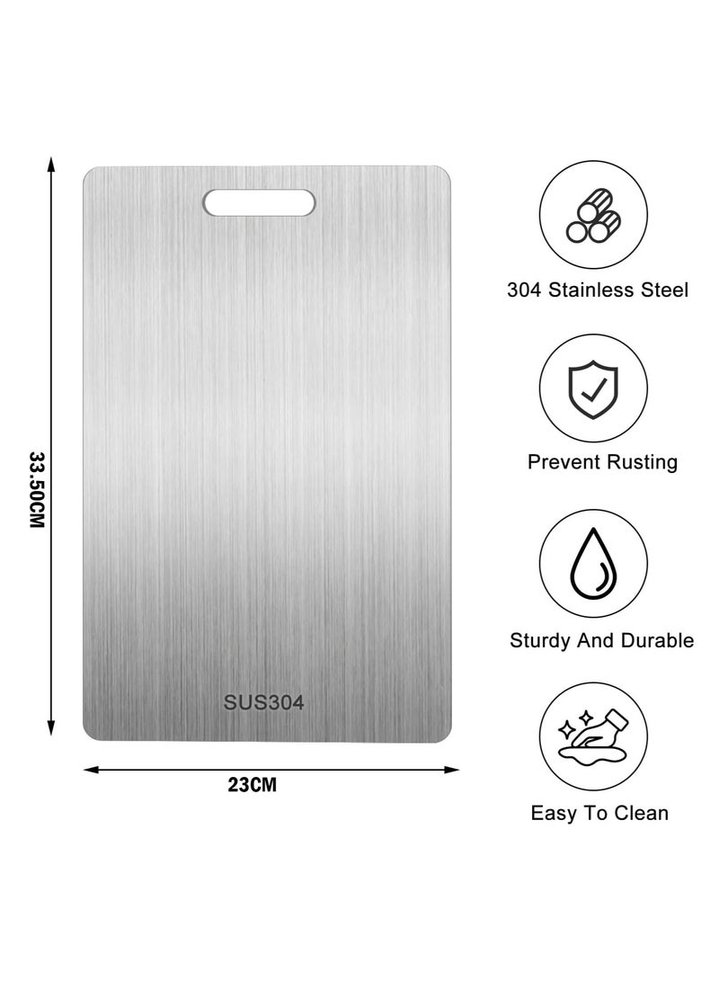 Yuwell Stainless Steel SUS304 Titanium Cutting Board 23 x 33.5 CM, Food Grade Pure Titanium Chopping Board, Odor Resistant & Non-Porous Multifunctional Cutting Board for Meat, Vegetables & Fruits - Image 2